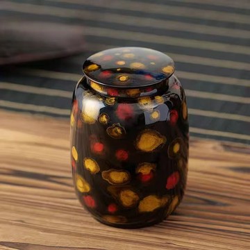 純錫茶葉罐 大漆暉映錫罐 滴金工藝 精品錫器 手工密封儲茶罐