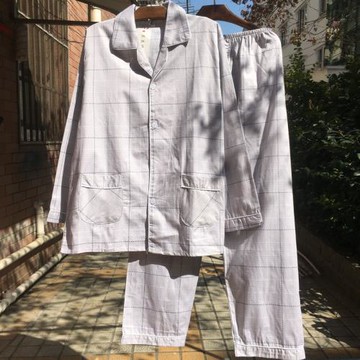 純棉布睡衣男式長袖梭織輕薄透氣斜紋棉布格子簡約大碼全棉家居服