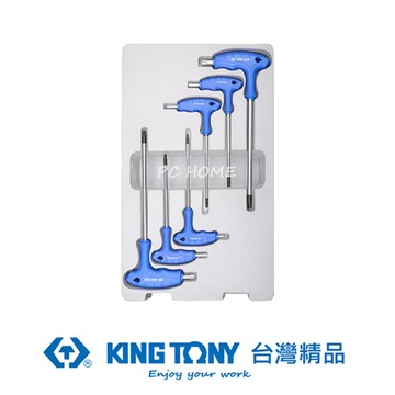 KING TONY 金統立 專業級工具 6件式 L把六角星型中孔扳手組 KT22306PR