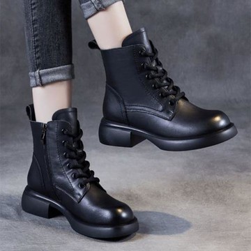 【LN】★軟皮加絨馬丁靴短靴(女鞋/低筒靴/騎士靴/靴子)