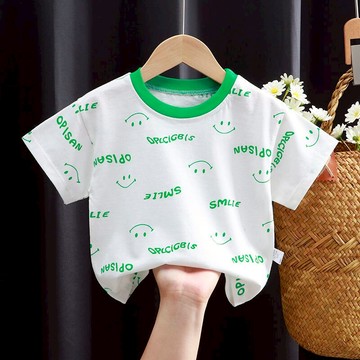 兒童短袖T恤 男女童夏款拼色上衣純棉單件【淘夢屋】