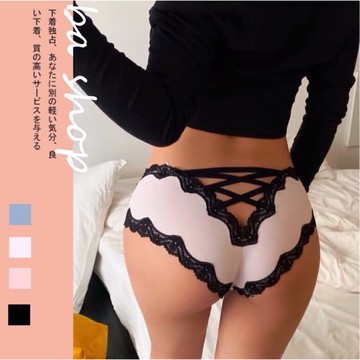 【BAshop】台灣現貨🌹高端款歐美綁帶交叉透氣冰絲中低腰內褲 -4色 one size