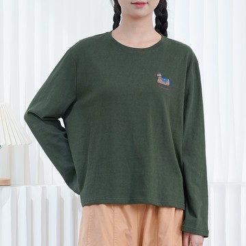 卡通印花百搭純色長袖薄上衣122152C