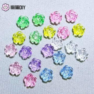 DIY串珠🌈 12mm亞克力冰透明山茶花玫瑰花珠子散珠diy手作串珠手鍊項鍊配件 串珠diy 手作饰品 diy饰品
