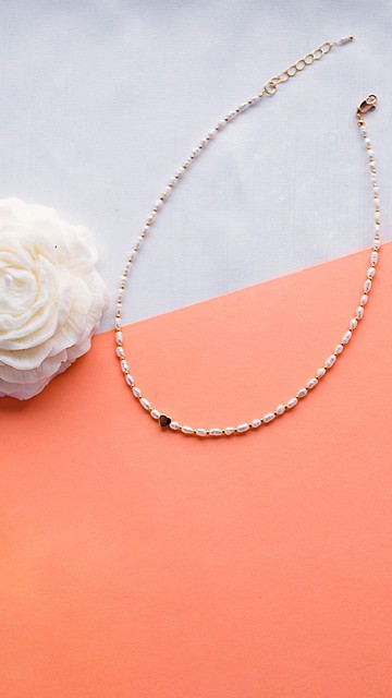 小珍珠項鍊 心形項鍊 小珍珠項鍊