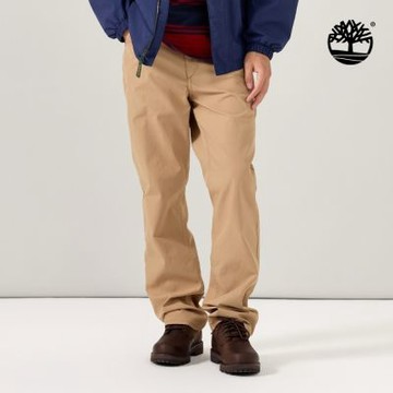 Timberland官方旗艦 男款淺褐色防潑水彈性長褲|0YH91DF0