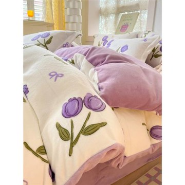 牛奶絨四件套2023新款冬季加絨珊瑚法蘭絨床上床單被套床品宿舍三