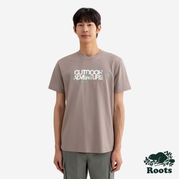 Roots男裝-OUTDOOR ADVENTURE 短袖上衣-灰褐色