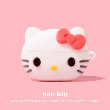 植絨 白色 Kitty 適用於 AirPods 4 保護殼 Pro2 保護套 AirPods 1 2 3 全包耳機殼