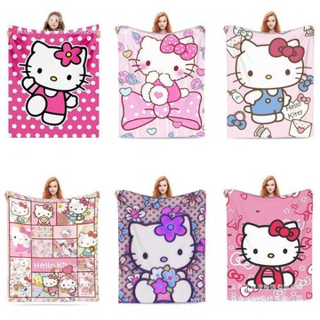 凱蒂貓毛毯凱蒂貓法蘭絨毛毯空調毯亞馬遜午睡蓋毯法蘭絨毯跨境款