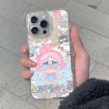 可愛卡通適用蘋果iPhone 16Pro Max手機殼16新款13 pro小眾15 Plus夢幻天使哭娃12網紅全包女款
