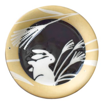 佐和陶瓷 -日本製  1個  豐收麥兔紋 黑色 + 米色