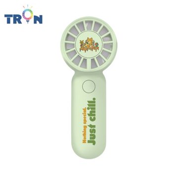 TRON 迷你手持風扇 綠色 慵懶小動物 三檔風速 防丟掛繩 充電風扇
