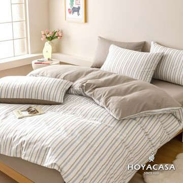 HOYACASA 100%精梳棉加大兩用被床包四件組-原色之間(天絲入棉30%)
