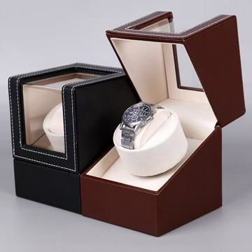 工廠包裝PU皮革1+0自動上鏈馬達盒手表盒子搖表器轉表器現貨批發【宜家良品百貨】