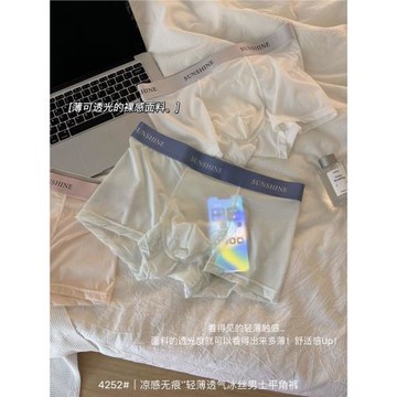 冰絲男士內褲男生無痕2024新款大碼男款四角透氣涼感平角短褲頭夏