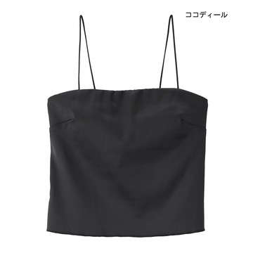 【ココディール】黑色緞面細肩內搭衣 O2X21156