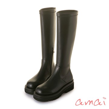 amai 不掉筒百搭厚底長靴 高筒靴 騎士靴 瘦瘦靴 低跟靴 長筒靴 厚底靴 粗跟 時尚 大尺碼 黑色 GB621BK