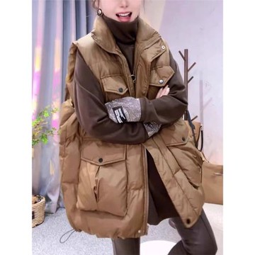 歐貨2025年新款秋冬羽絨棉馬甲女冬季設計感外穿寬松百搭背心馬夾