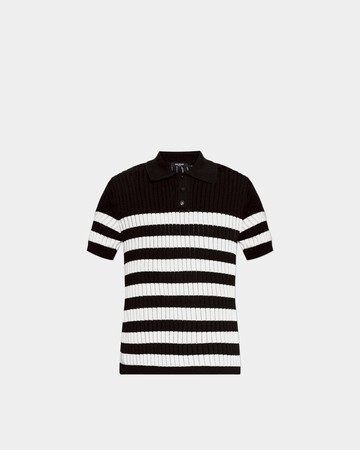 BALMAIN 條紋羅紋棉質針織 Polo 衫 - M