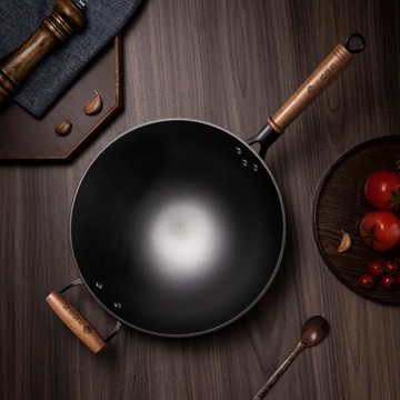 限時下標！免運 炒鍋 正宗陸川鐵鍋炒鍋家用無涂層不粘炒菜鍋燃氣電磁爐適用生鑄鐵炒鍋八折下殺 打骨折 可開發票 加客服賴享受巨額減免金牌保障