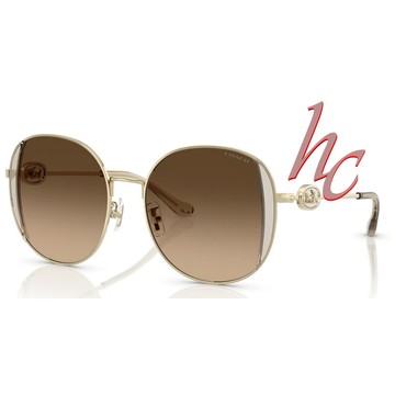 COACH 蔻馳 亞洲版 時尚太陽眼鏡 精緻圓框設計 HC7176B 900574 淡金框漸層茶鏡片 公司貨