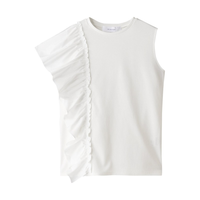 ルシェルブルー　Taffeta Ruffle Sleeveless Top