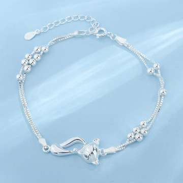 足銀990狐貍手鏈女輕奢小眾高級感送女友時尚簡約百搭純銀飾品