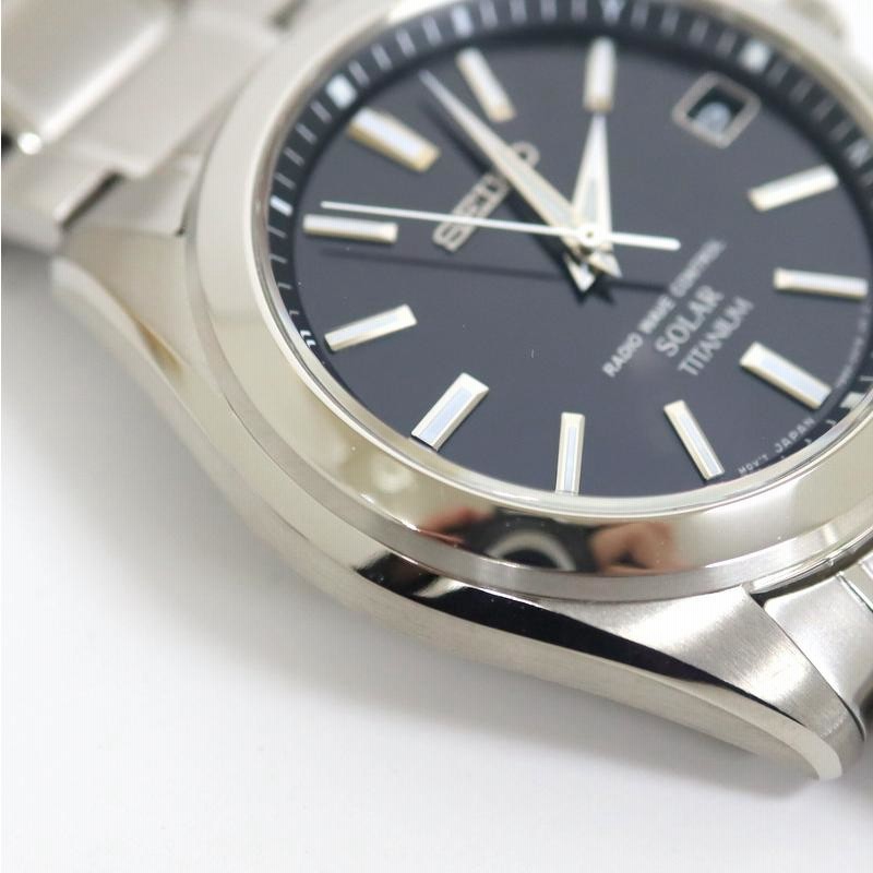 SEIKO】セイコー スピリット 電波ソーラー チタン ブラック文字