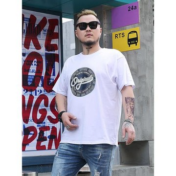 夏季男士短袖t恤純棉寬松胖子大號肥佬潮加肥加大碼半袖上衣汗衫