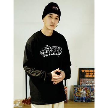 Rockandwrite22AW原創涂鴉設計'DOPE&FRESH'泡泡字體長袖純棉小領