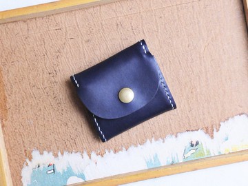 經典盒形零錢包-紺藍 NAVY 好好縫 皮革材料包 零錢包 意大利植鞣