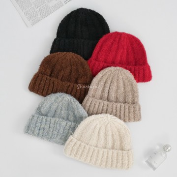 【Sharkhead】現貨 Beanie 毛帽 冷帽 基本款 針織帽 保暖 素面 毛線帽 粗針織 黑 紅 咖 奶茶 米