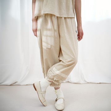 花邊刺繡文藝燈籠褲 束口花苞褲640490