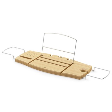 UMBRA 竹製伸縮浴缸架/iPad書本支架/瓶罐收納架  1個  原木色