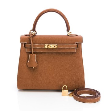 HERMES愛馬仕 Kelly II Retourne 25 Veau Togo Bag (金棕) (H044624CC37)