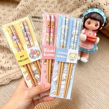 🌸臺灣出貨🎉可愛卡通筷子家用一人一筷天然竹木耐高溫學生便攜防滑成人兒童筷