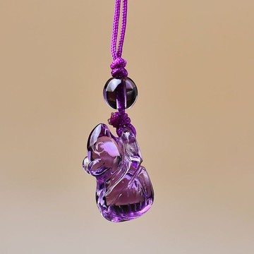 水晶吊墜 天然紫水晶十二生肖吊墜立體雕刻鼠牛虎兔龍蛇馬羊猴雞狗豬手機墜