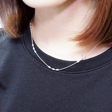 ART64 純銀 橢圓銀珠項鍊 三連設計款 925純銀項鍊 女生項鍊 搭配鍊 純銀鍊子 珠珠鍊