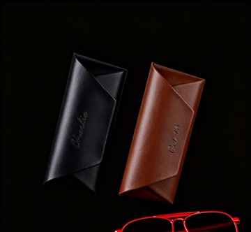 简约皮质太阳眼镜盒磁吸眼镜保护盒免费刻字