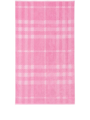 Burberry - logo-patch check-pattern towel - unisex - Cotton - One Size - Pink