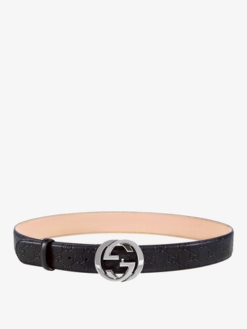Leather belt with gg silver metal buckle - GUCCI - gender_Man