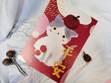 貓咪過年彩色春聯 門簾 - 平安