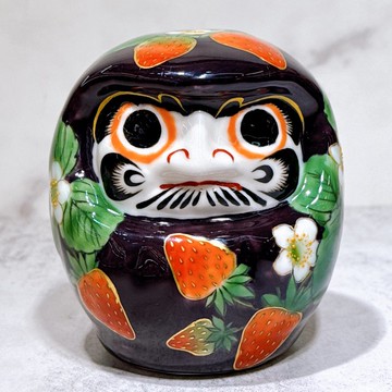 【紫莓豐願】日本清水燒達摩 | 色繪 紫地草莓 小號