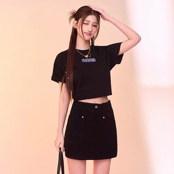 【MAJOR MADE】鎖鏈字刺繡雙口袋牛仔短裙