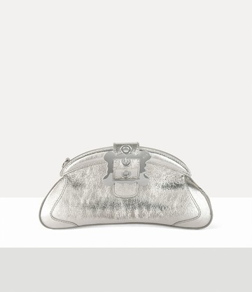 Vivienne Westwood Amber Clutch Metallic Crinkle Silver