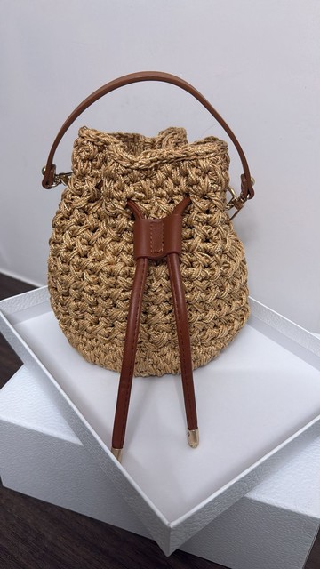 手工編織束口側背袋