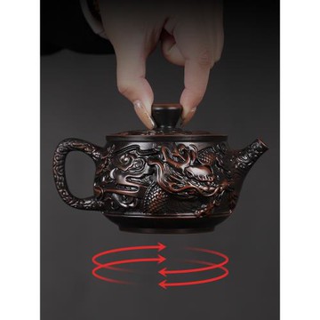 云南紫陶茶壺大容量鳳鳴壺功夫茶具家用純手工茶壺中式禮品轉轉壺