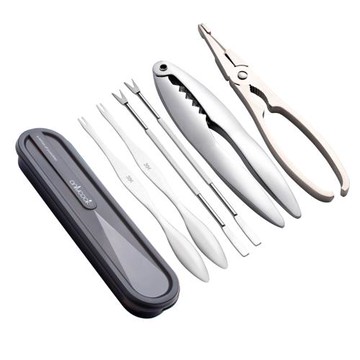 PUSH!餐具用品吃蟹工具螃蟹工具大閘蟹工具蟹針蟹夾螃蟹鉗(豪華版6件套)D248