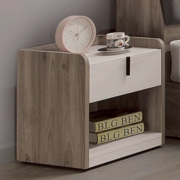 文創集 萊休雙色1.3尺單抽床頭櫃-40x40x49m免組